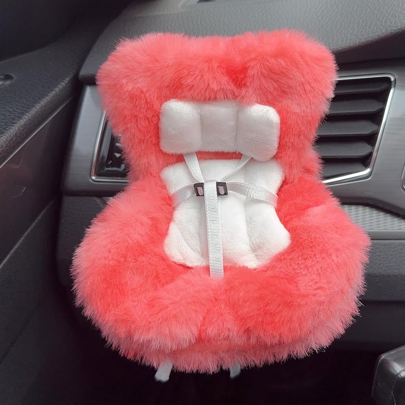 SwiftServ Doll Car Seat for 17cm Dolls with Air Vent Clip and Desktop Stand, Cute and Functional Car Ornament for Blind Box Doll Fans, Collectors, (Red Ombre) - Image 1